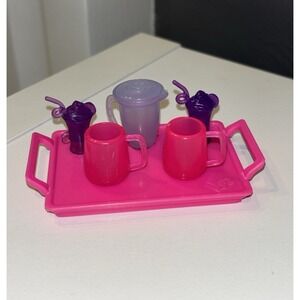 Barbie Pink Drink Serving Tray With Cups & Drink Pitcher
